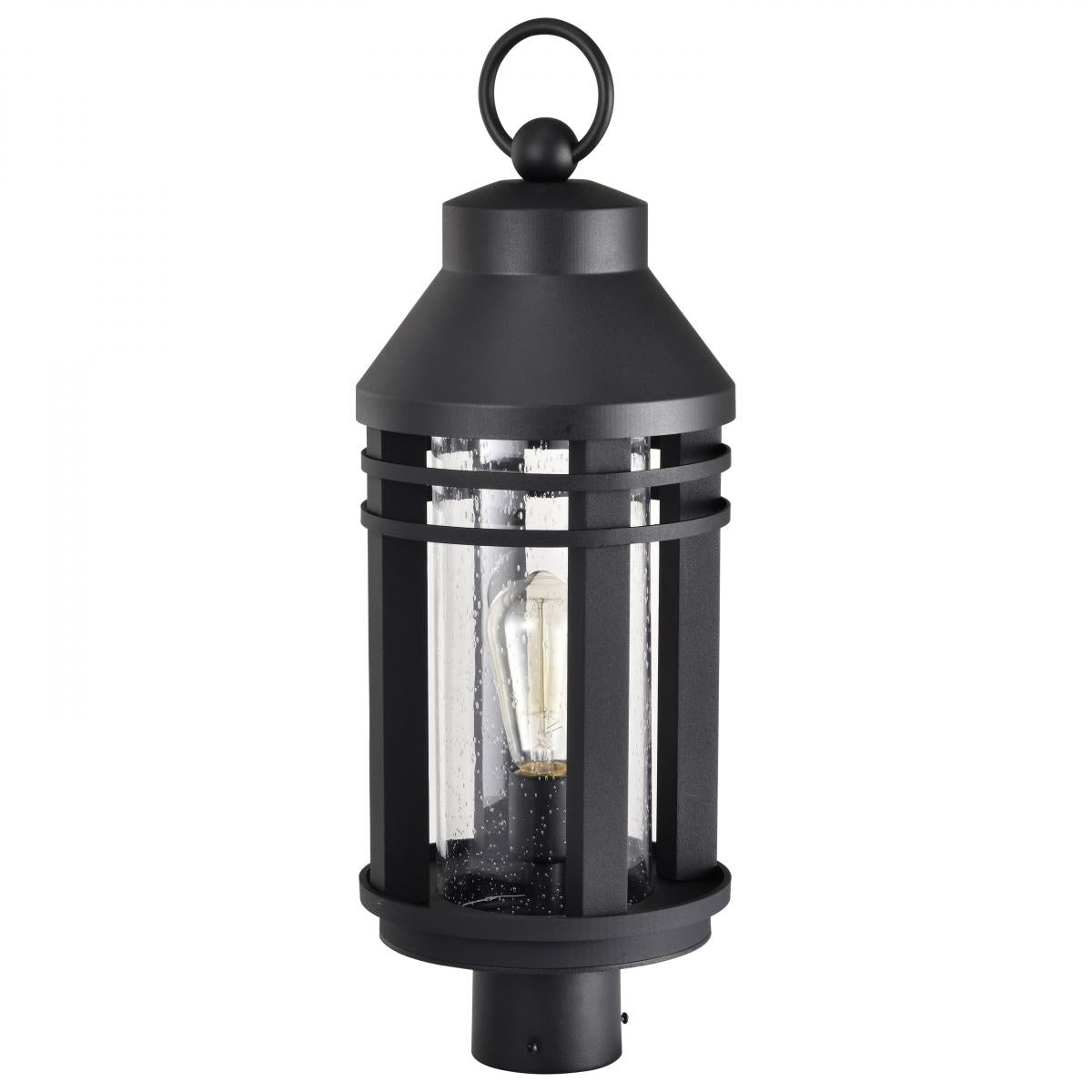 Wilton - 1 Light Post Top - Matte Black with Clear Seeded Glass - Satco 60-8105