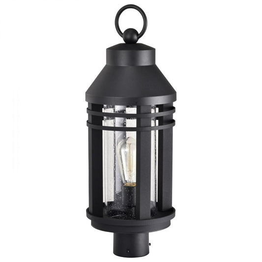 Wilton - 1 Light Post Top - Matte Black with Clear Seeded Glass - Satco 60-8105