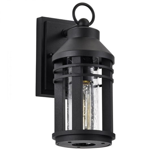 Wilton - 1 Light Small Wall Lantern - Matte Black with Clear Seeded Glass - Satco 60-8101