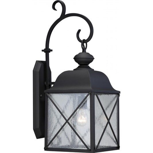 Wingate - 1 Light - 8" Wall Lantern with Clear Seed Glass - Textured Black Finish - Satco 60-5622