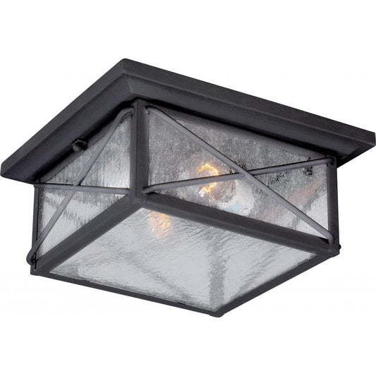Wingate - 2 Light - Flush with Clear Seed Glass - Textured Black Finish - Satco 60-5626