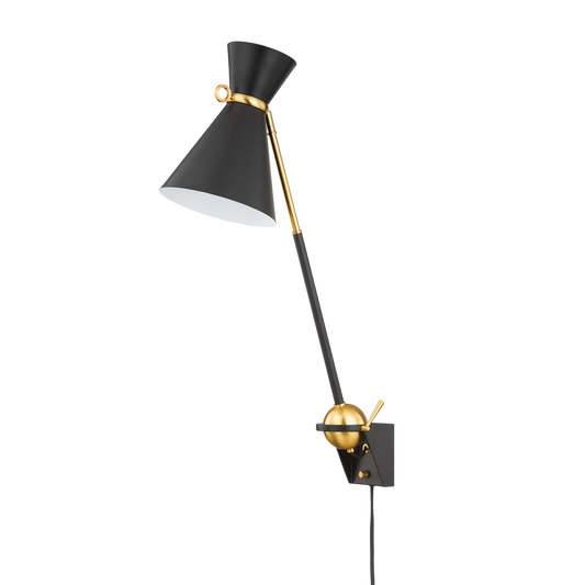 Winsted Plug-In Sconce - Aged Brass/Soft Black by Hudson Valley Lighting