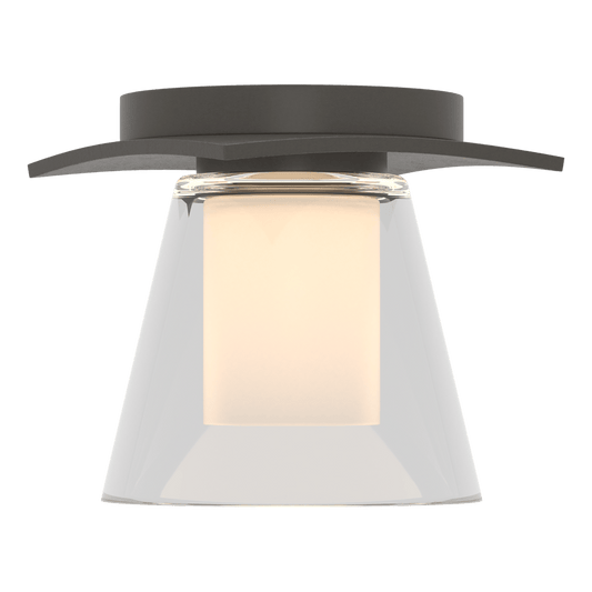 Wren Flush Mount - Dark Smoke - Opal and Clear Glass by Hubbardton Forge