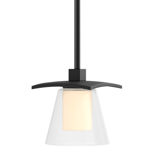 Wren Mini Pendant - Black - Opal and Clear Glass by Hubbardton Forge