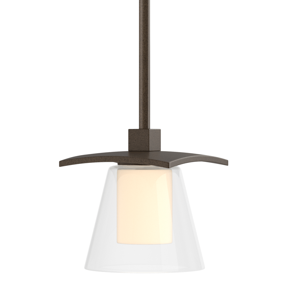 Wren Mini Pendant - Bronze - Opal and Clear Glass by Hubbardton Forge