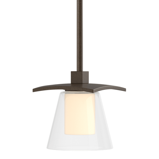 Wren Mini Pendant - Bronze - Opal and Clear Glass by Hubbardton Forge