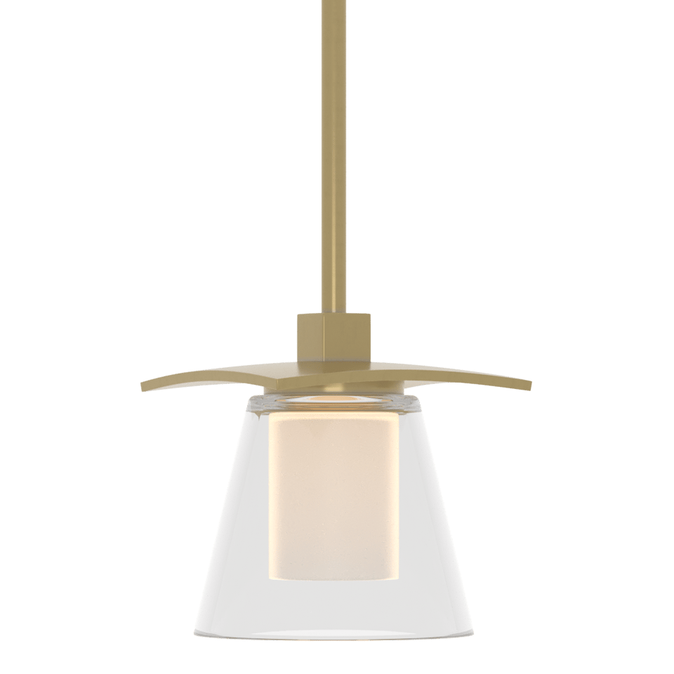 Wren Mini Pendant - Modern Brass - Opal and Clear Glass by Hubbardton Forge