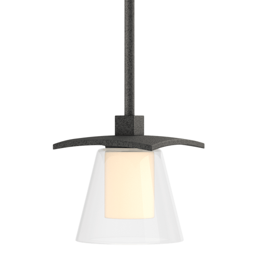 Wren Mini Pendant - Natural Iron - Opal and Clear Glass by Hubbardton Forge