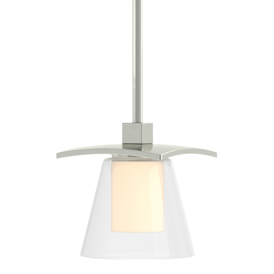 Wren Mini Pendant - Sterling - Opal and Clear Glass by Hubbardton Forge
