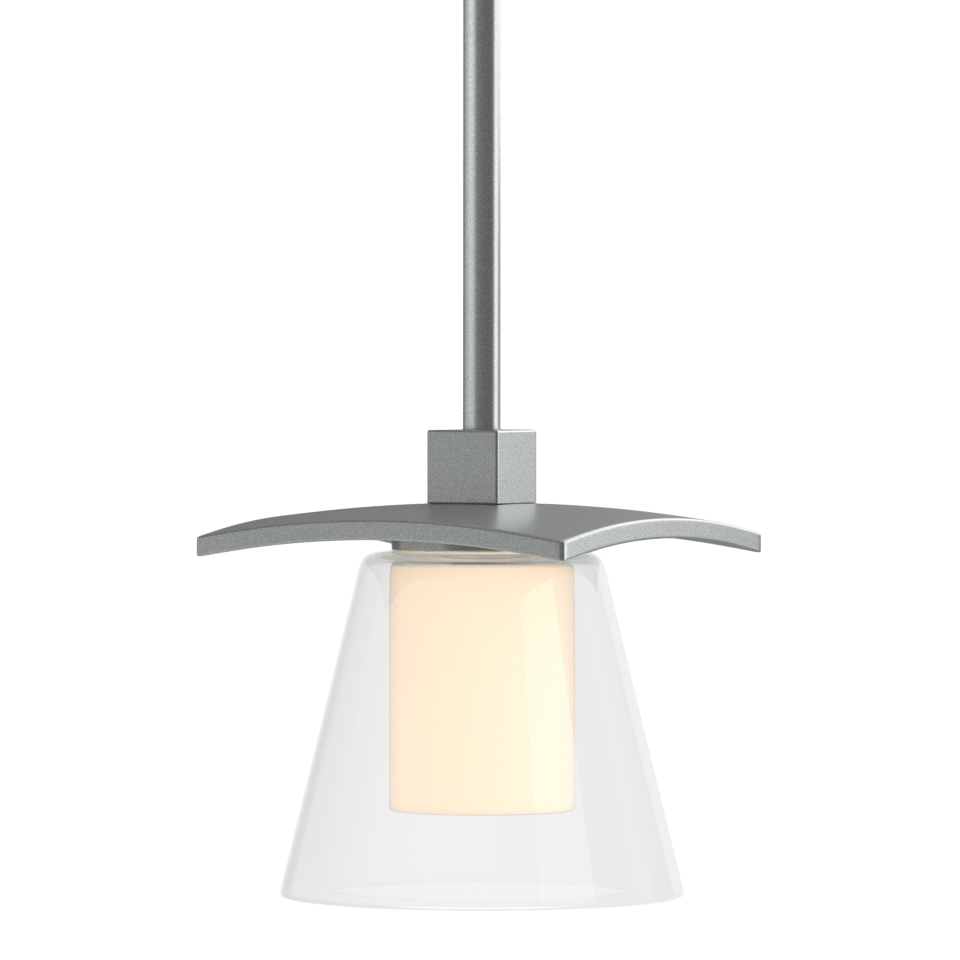 Wren Mini Pendant - Vintage Platinum - Opal and Clear Glass by Hubbardton Forge